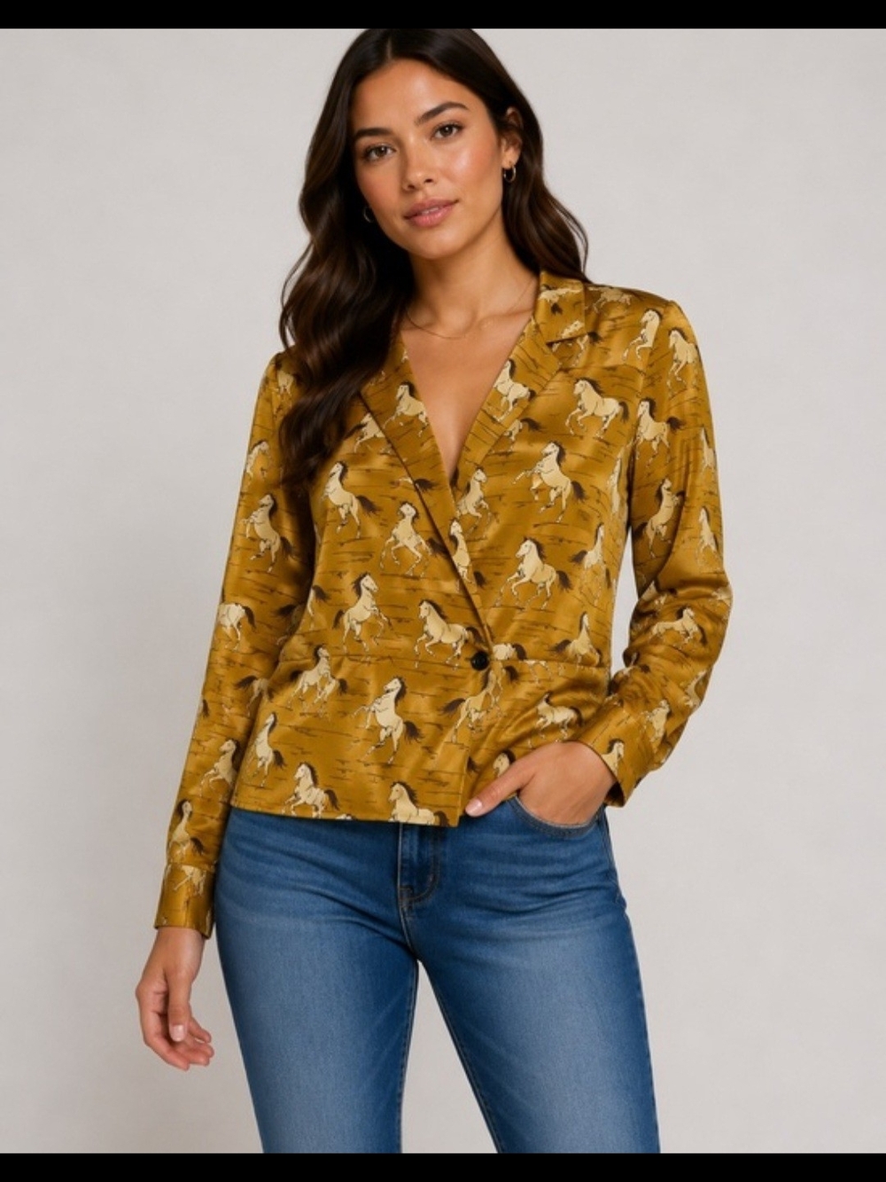 Zara Horse Print Western Blazer Equestrian Boho Jacket